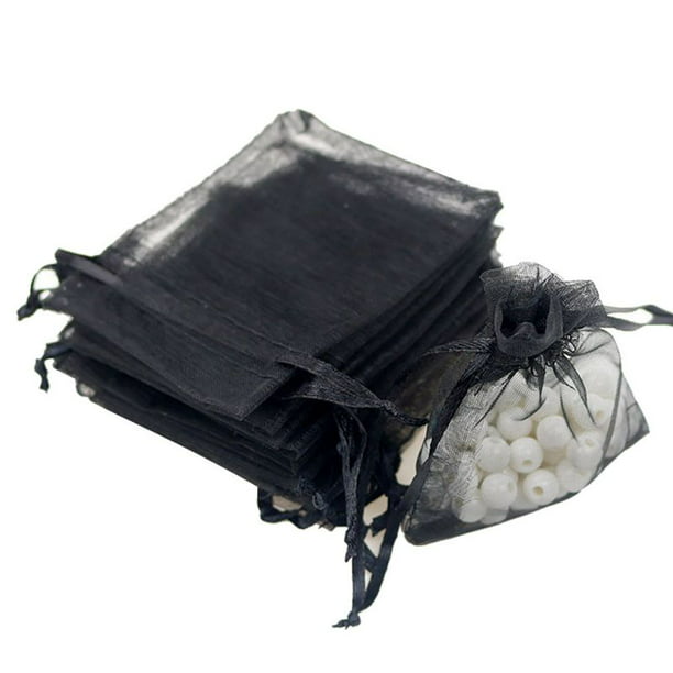 100pcs Velvet Drawstring Jewelry Wedding Pouches Gift Storage Bags Black 9x7cm